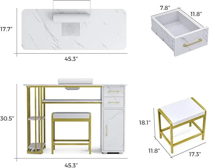 Professional Manicure Table with Dust Collector and Storage Solutions