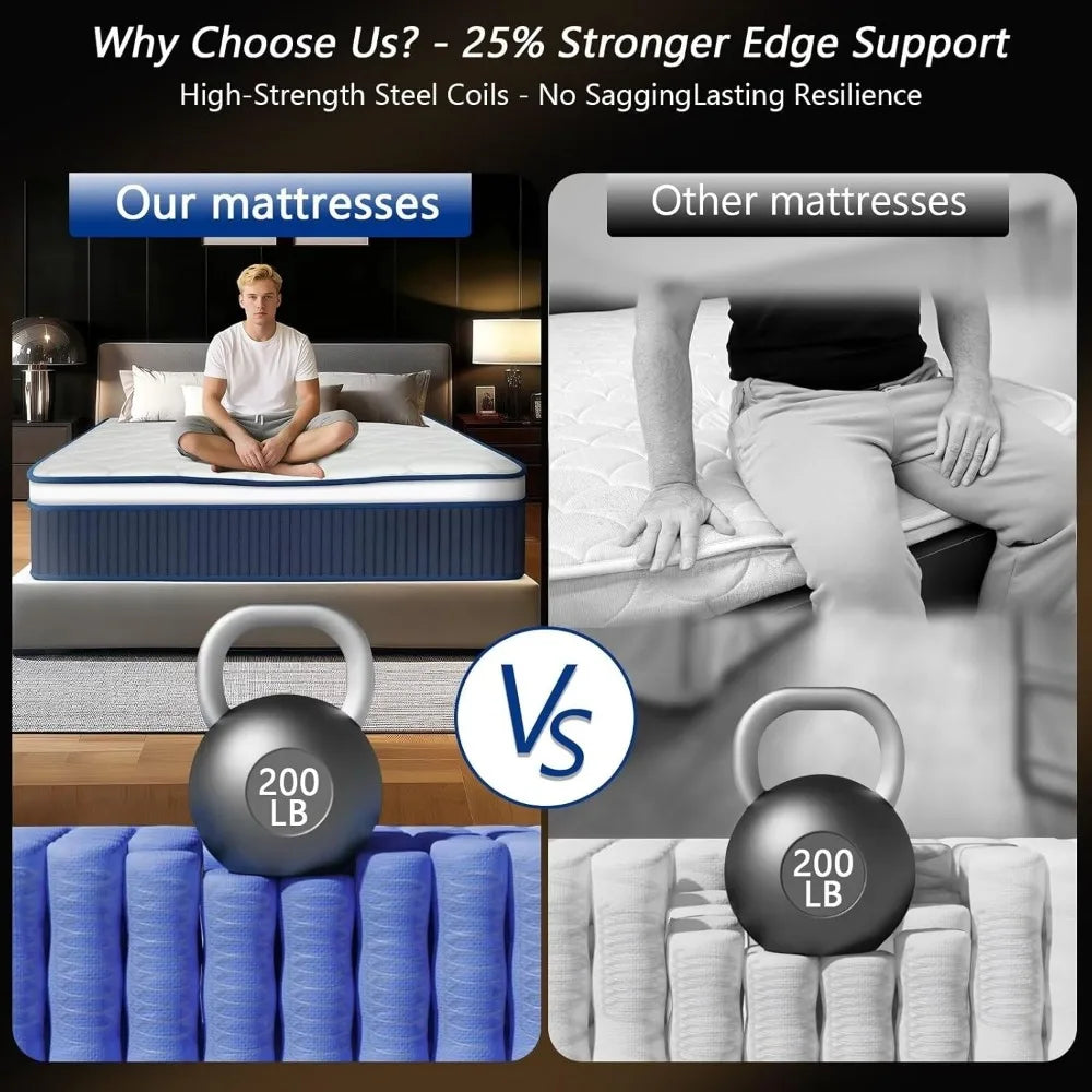 Ljustra 14 Inch Medium Firm Hybrid Mattress Memory Foam Pocket Springs