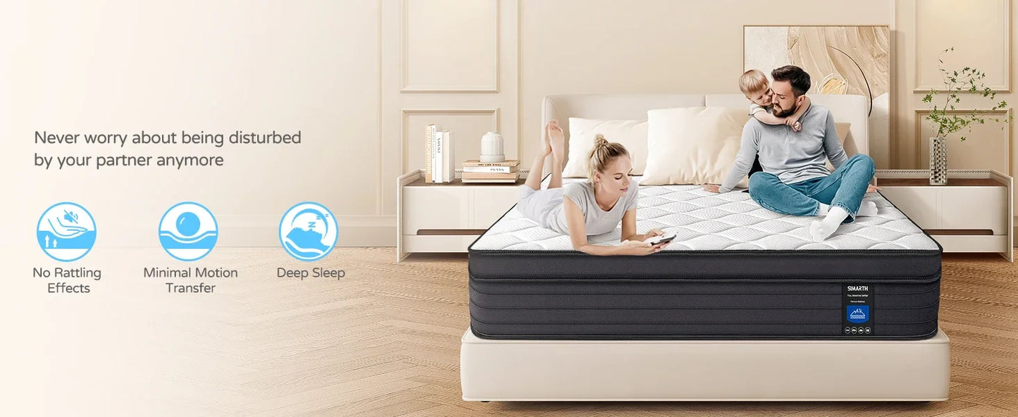 Ljustra King Size 12 Inch Memory Foam Hybrid Mattress Motion Isolation