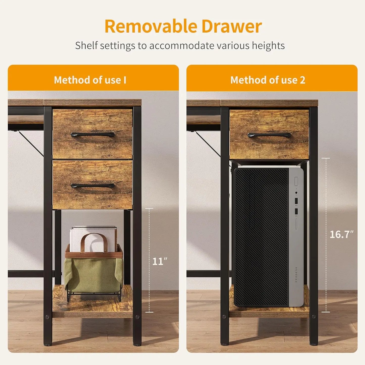 Computer Desk with 2 Drawers Small Home Office Study Writing Table