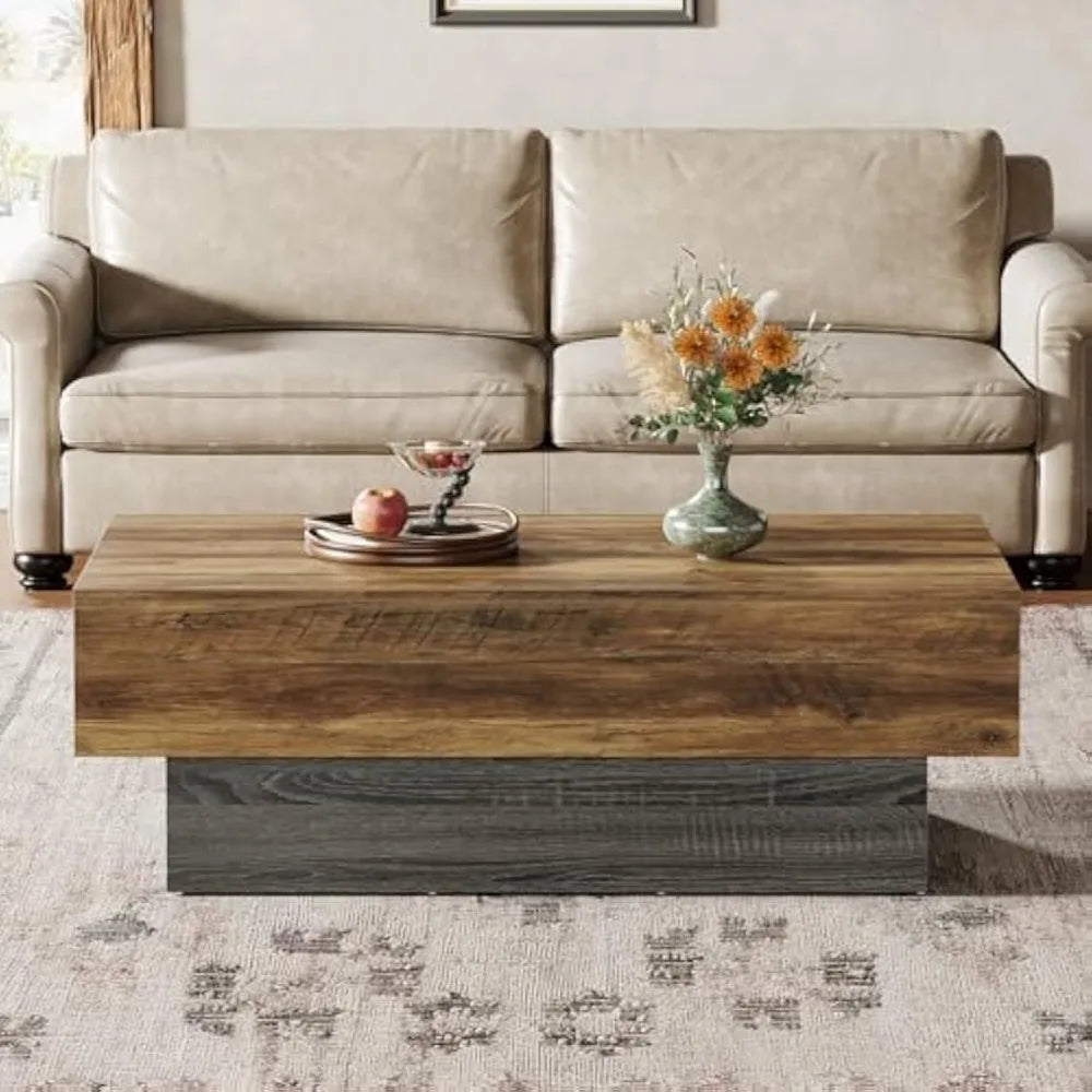 Farmhouse Wood Coffee Table 55 Inch Rectangle Vintage Center Table Living Room