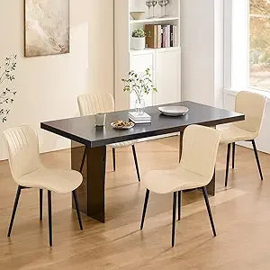 Modern Dining Chairs Set of 4 Upholstered Metal Legs Comfortable