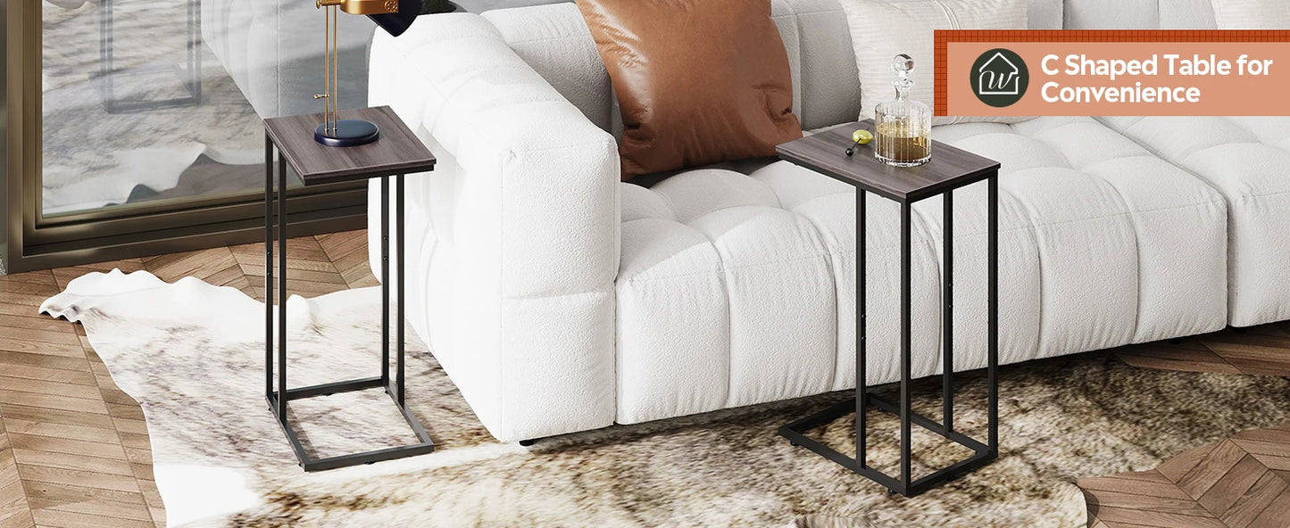 Side Table Set of 2 C Shaped End Tables for Living Room Bedroom Office