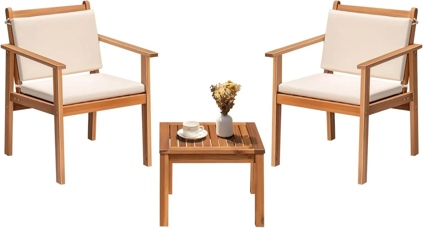 Ljustra Outdoor Patio Furniture 3 Piece Bistro Sofa Set Acacia Wood