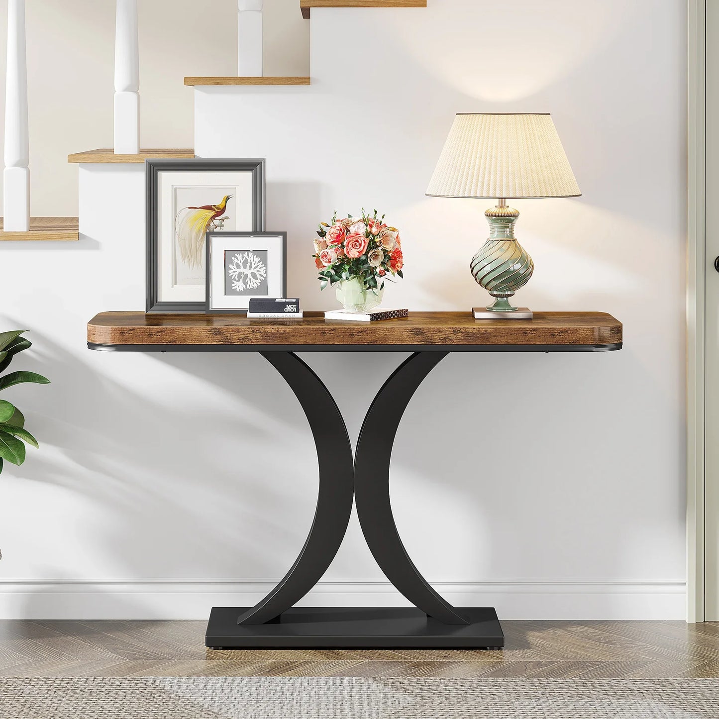 Ljustra Industrial Console Table 40 Inch Narrow Entryway Foyer Accent