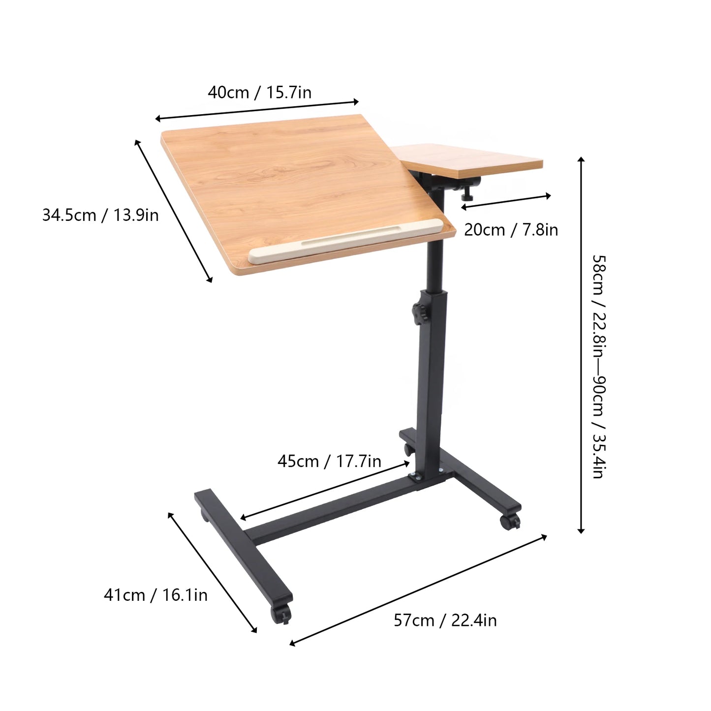 Adjustable Height Laptop Desk with Wheels Portable Mobile Workstation