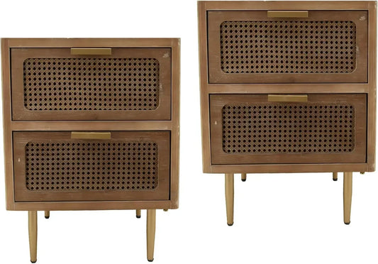 Rustic Farmhouse Nightstand Set of 2 Storage End Tables Industrial Accent