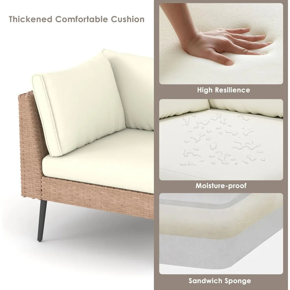 Outdoor Patio Sectional Furniture Set 8 Piece Wicker Conversation Set