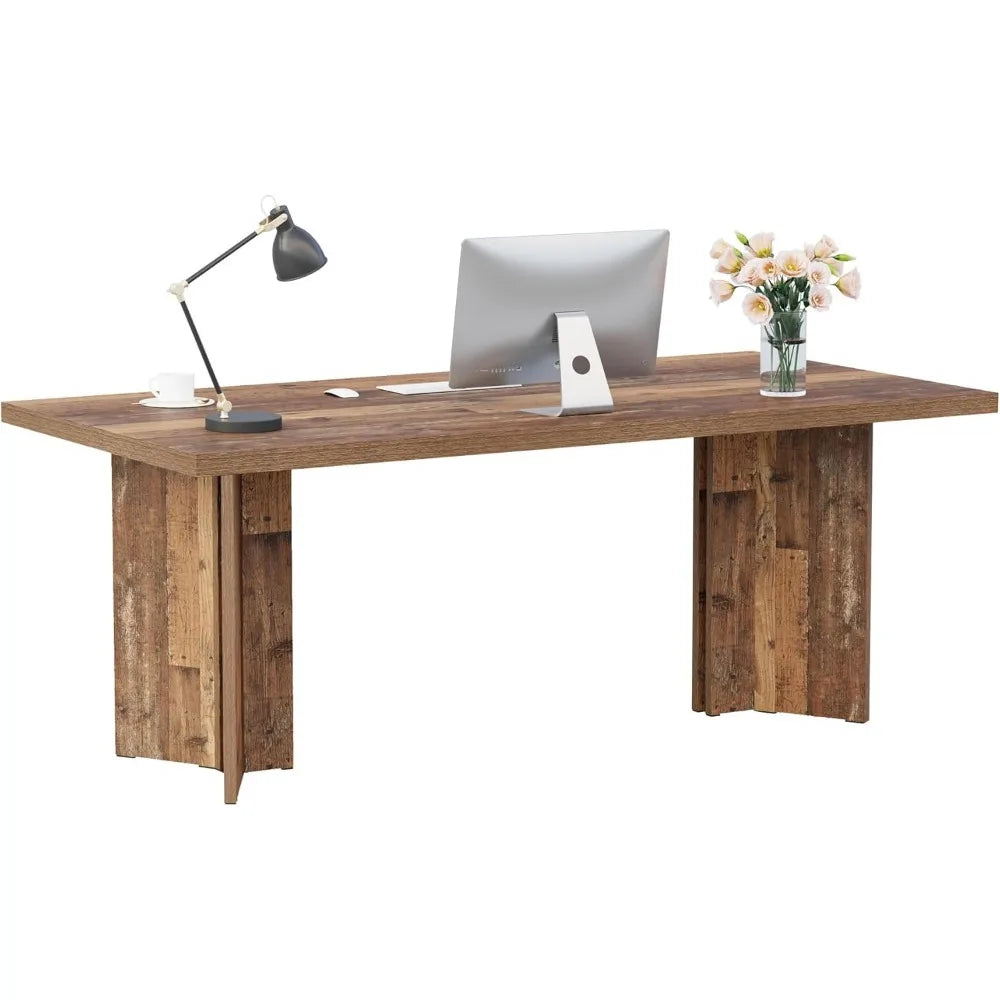63 Inch Executive Desk Vintage Home Office Computer Writing Table
