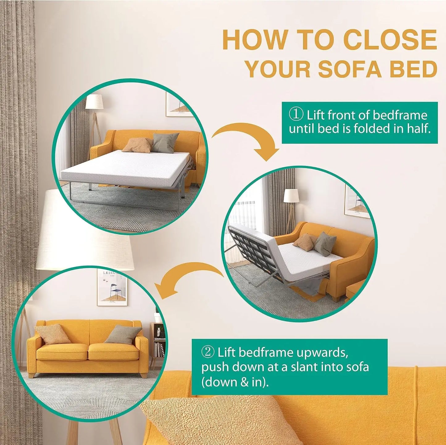 Ljustra 4.5 Inch Memory Foam Sofa Bed Mattress Replacement Full Size