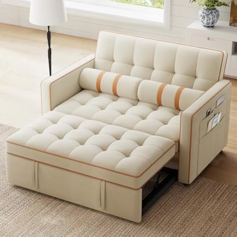 Ljustra 3-in-1 Sofa Bed with USB Charging Pull Out Couch Storage Pockets