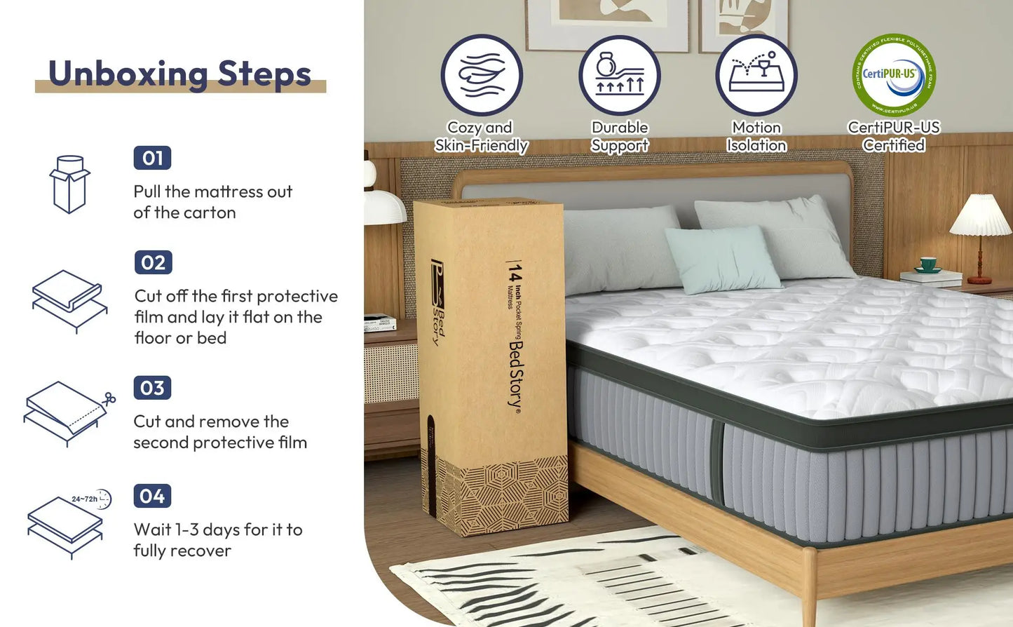 Ljustra 12 Inch Hybrid Mattress Memory Foam Innerspring Comfort