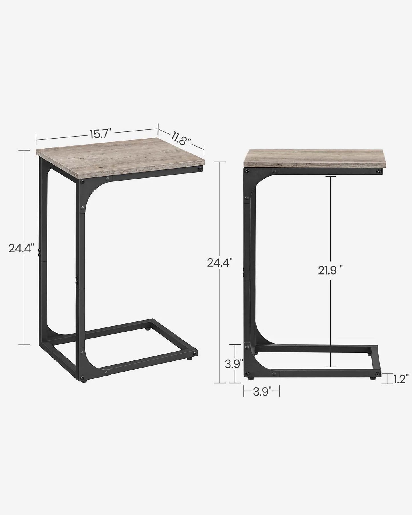 Ljustra C-Shaped End Table Small Side Table for Couch Sofa Living Room