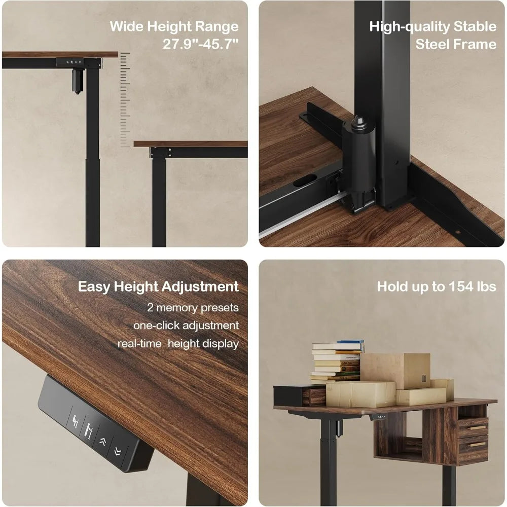 Electric Standing Desk with 4 Drawers Height Adjustable Home Office