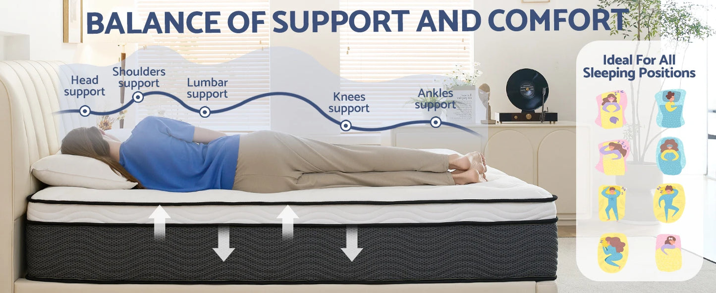 Ljustra King Mattress 12 Inch Hybrid Pressure Relief Medium Firm