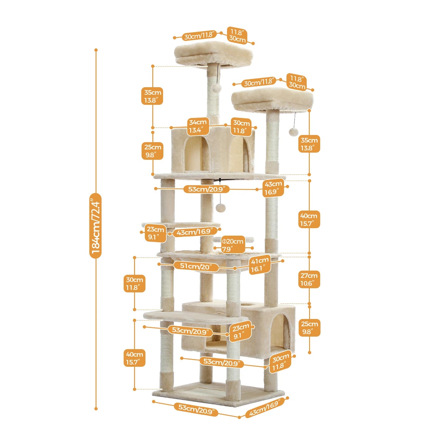 Multi-Level Cat Tree Tower Scratching Posts Hammock Condo Indoor Cats