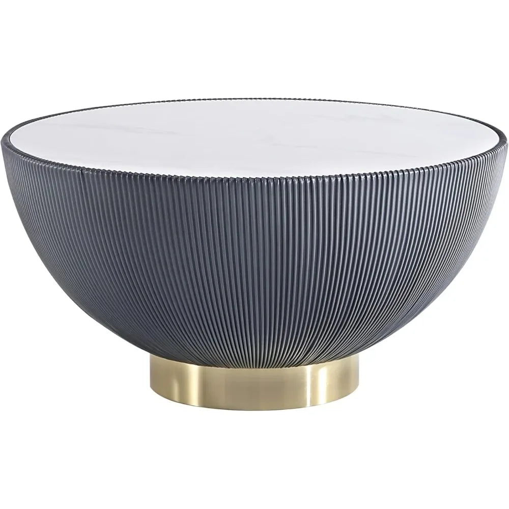 Anderson Modern Round Coffee Table Ceramic Marble Top Elegant Design