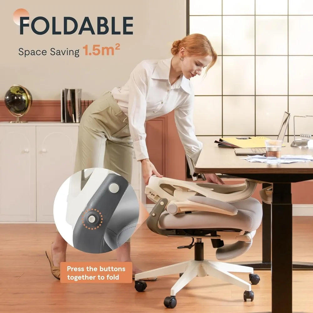 Foldex Ergonomic Folding Office Chair with Lumbar Support and Armrests