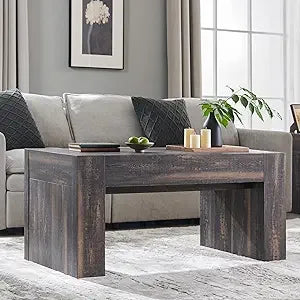 Farmhouse Coffee Table with Hidden Storage Modern Rustic Center Table