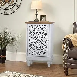 Ljustra Sophia William Small Accent Cabinet Distressed Nightstand Storage
