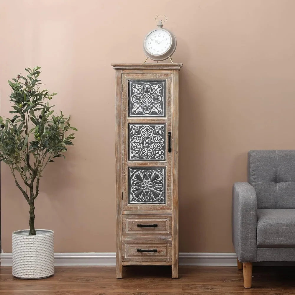 Rustic Tall Storage Cabinet Sideboard Buffet Home Decor Organizer