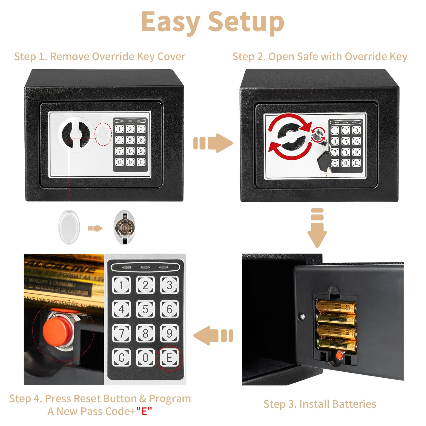 Deli Electronic Digital Safe Box Steel Money Safe Home Cash Storage
