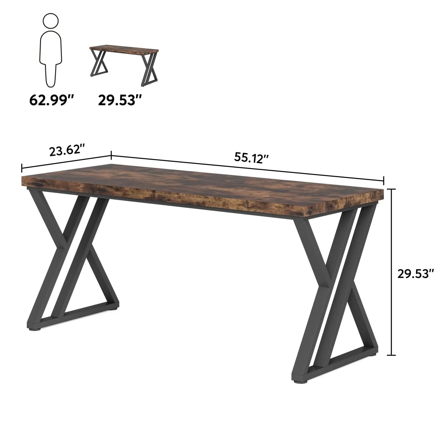 Ljustra Modern Z-Shaped Writing Desk 55 Inch Heavy Duty Home Office