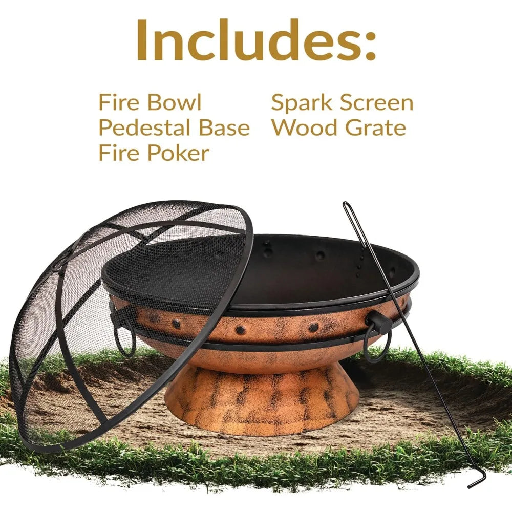 Large Outdoor Fire Pit Wood Burning Cauldron for Patio Backyard Camping