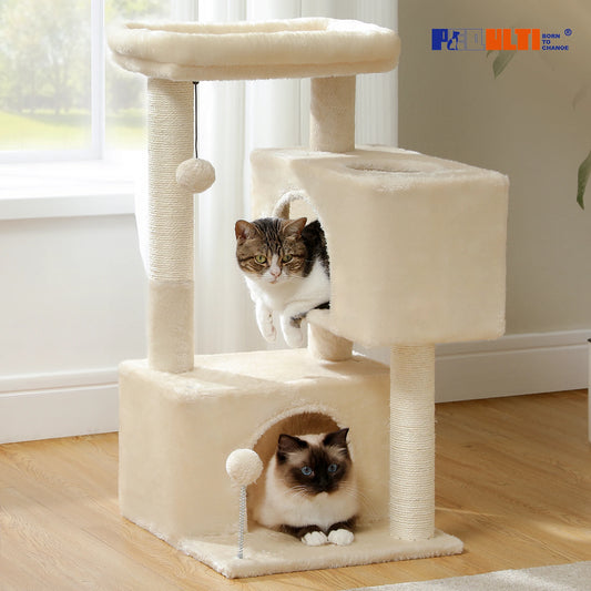 82cm Cat Tree Tower Detachable Perch Double Condo Indoor Cats