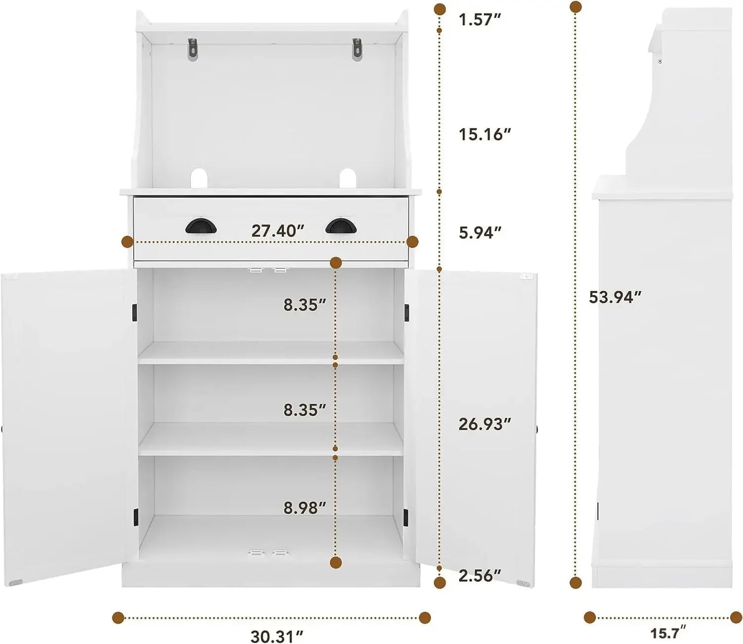 54 Inch Freestanding Kitchen Pantry Storage Cabinet with Adjustable Shelves