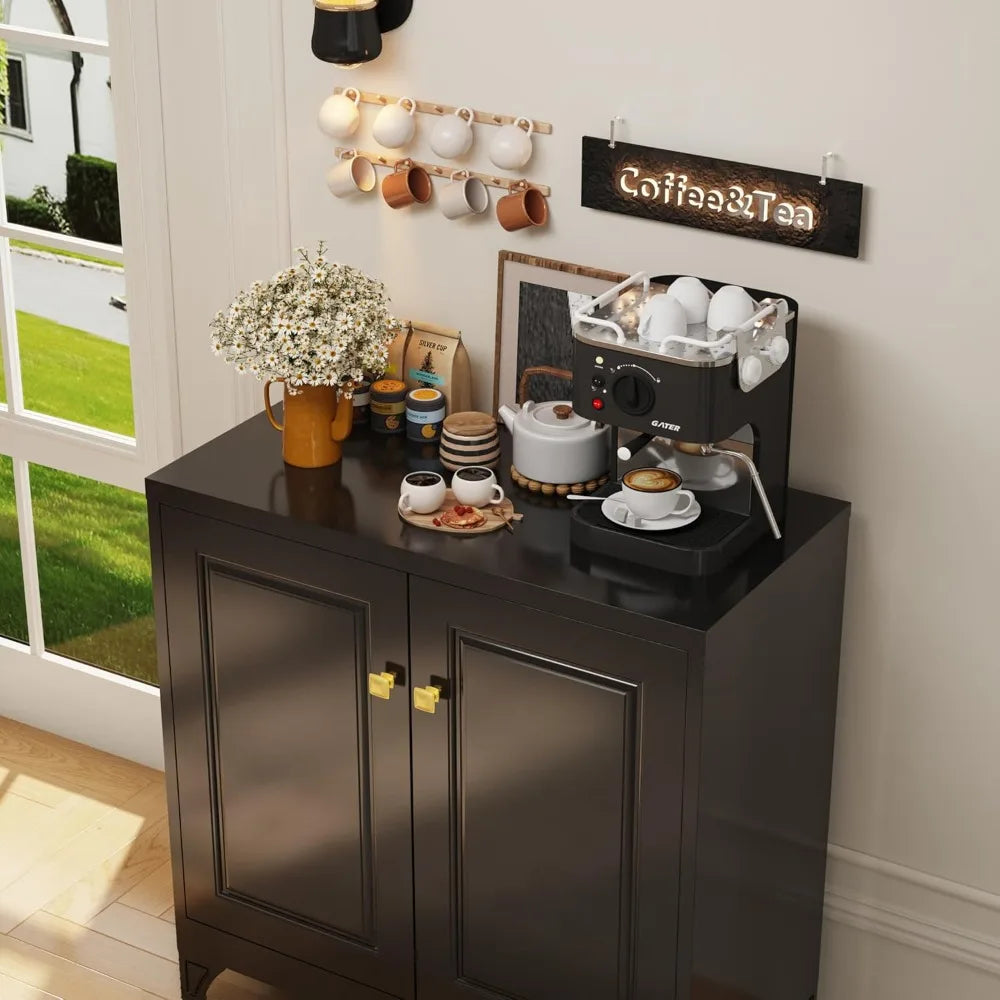 Coffee Bar Cabinet Kitchen Storage Adjustable Shelf Sideboard Buffet