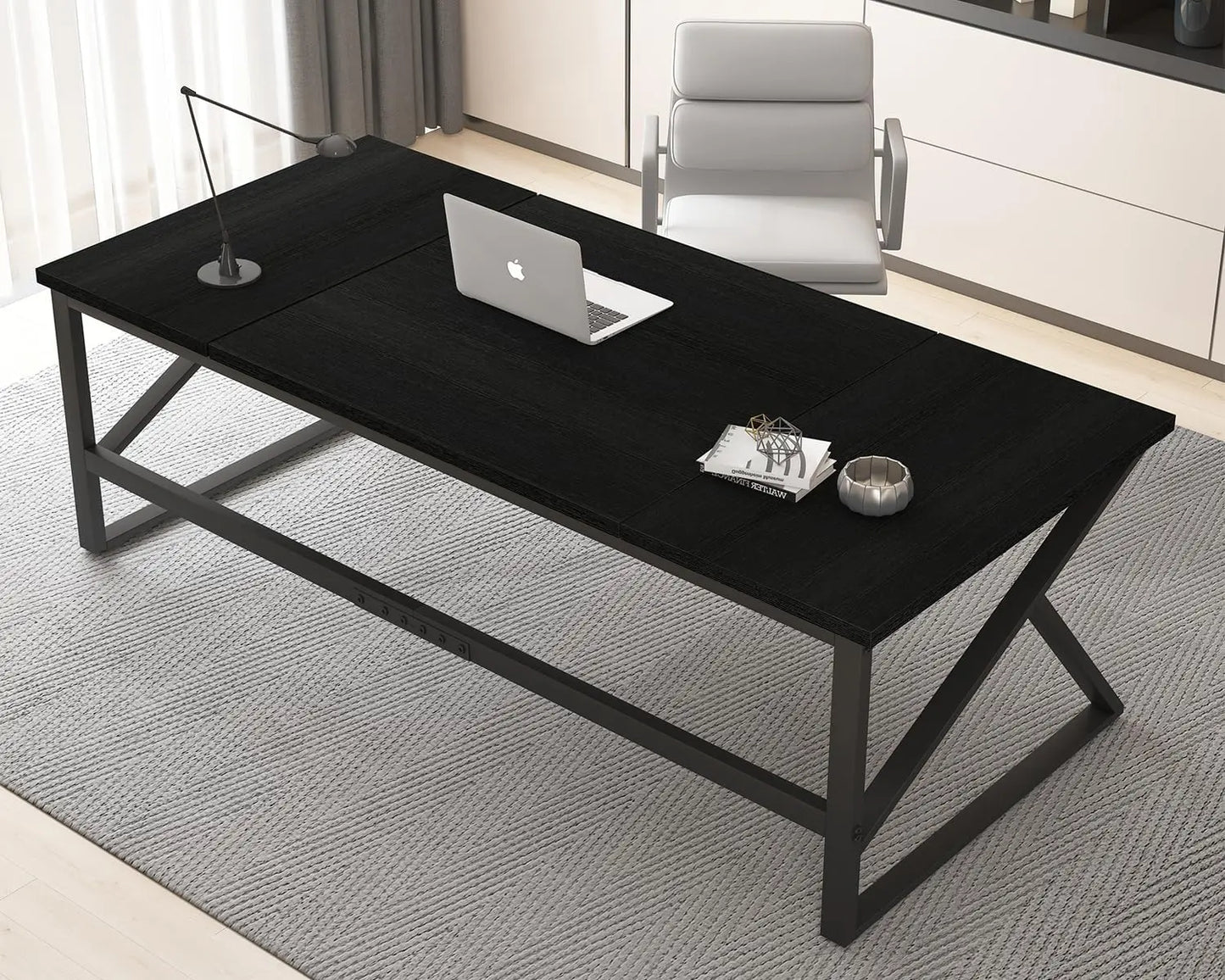 Extra Long Industrial Computer Desk for Home Office Large Workstation