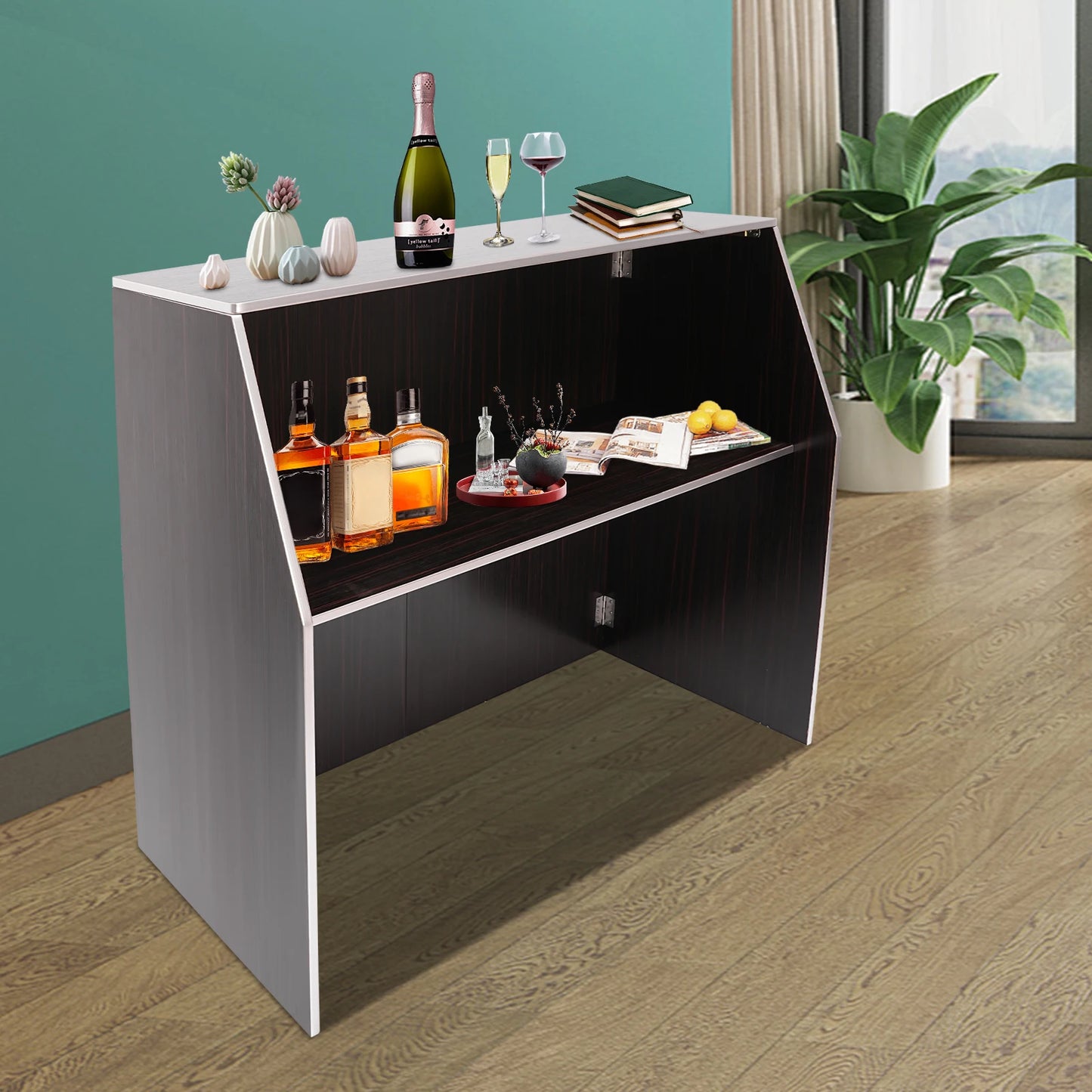 Portable Bar Cabinet High Load Capacity Two-layer Shelf for Home Bar