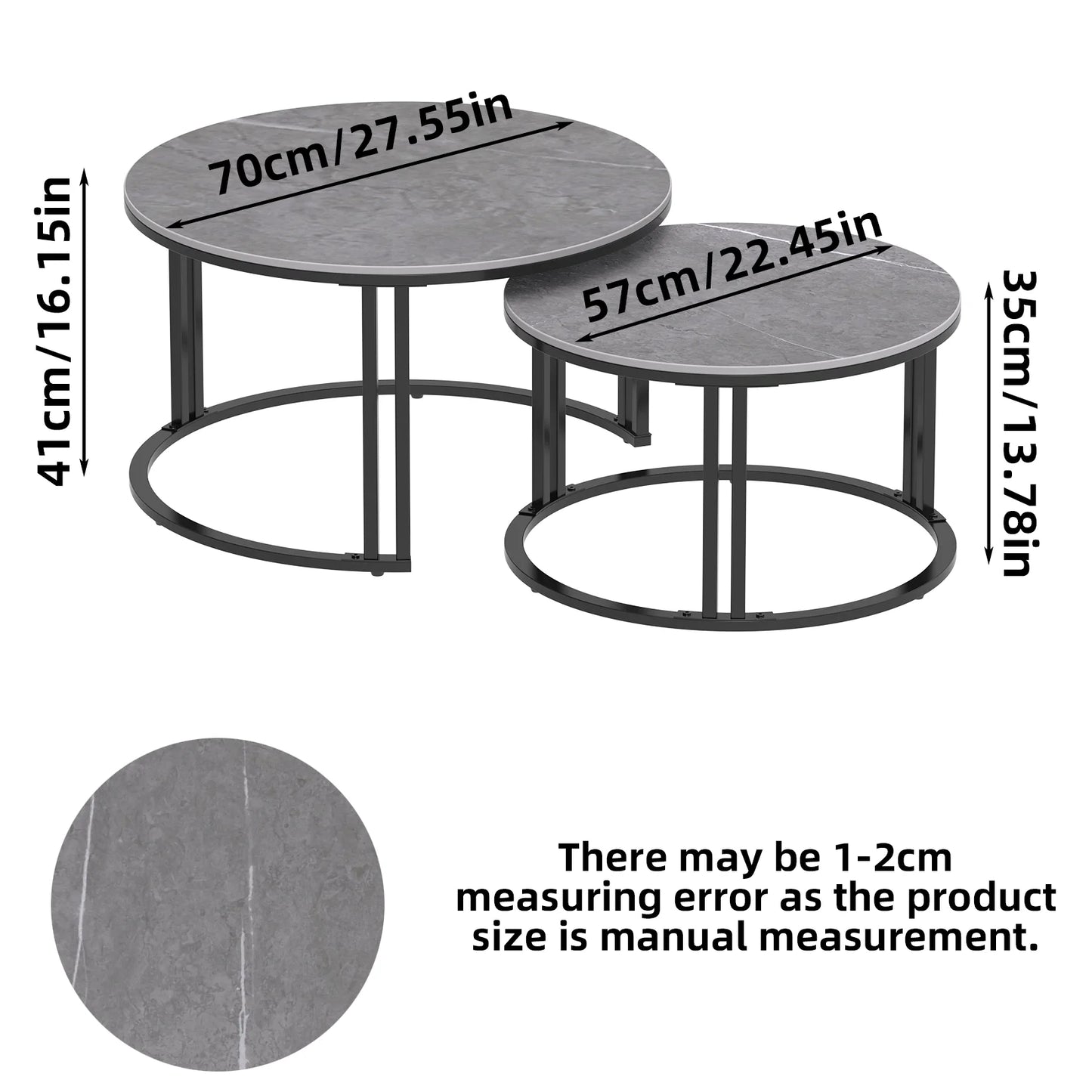 Wisfor Modern Nesting Coffee Table Set of 2 for Living Room Apartment