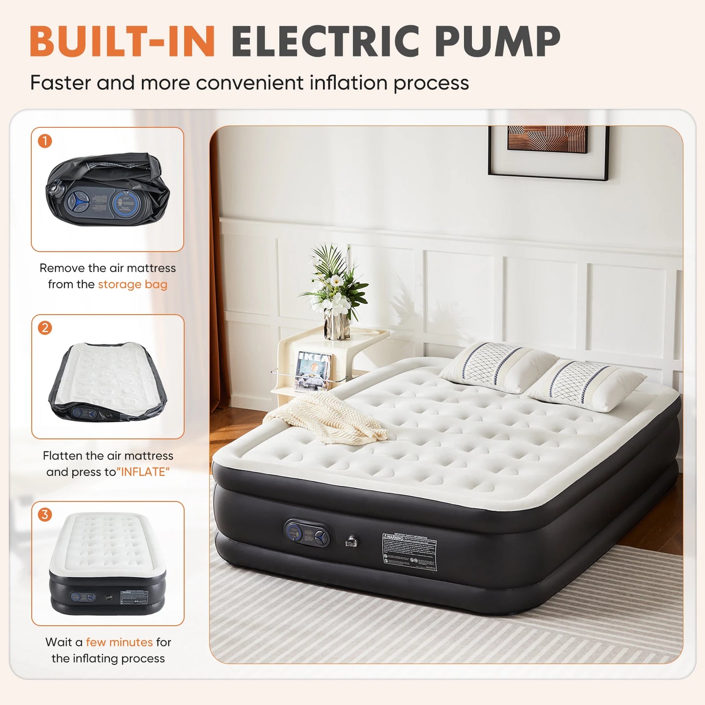 Ljustra Queen Twin Size Air Mattress Double Height Non-Slip 660 lbs