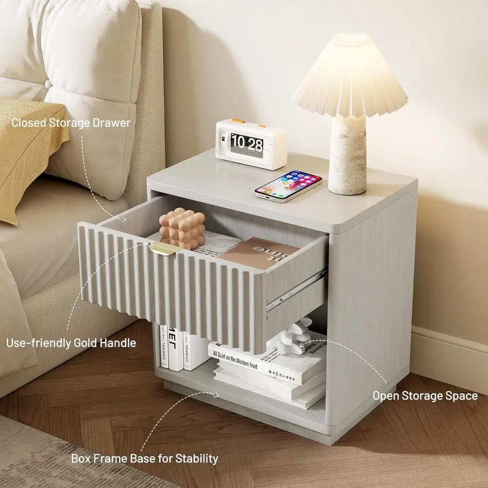 Modern Nightstands Set of 2 with Drawers for Bedroom Living Room