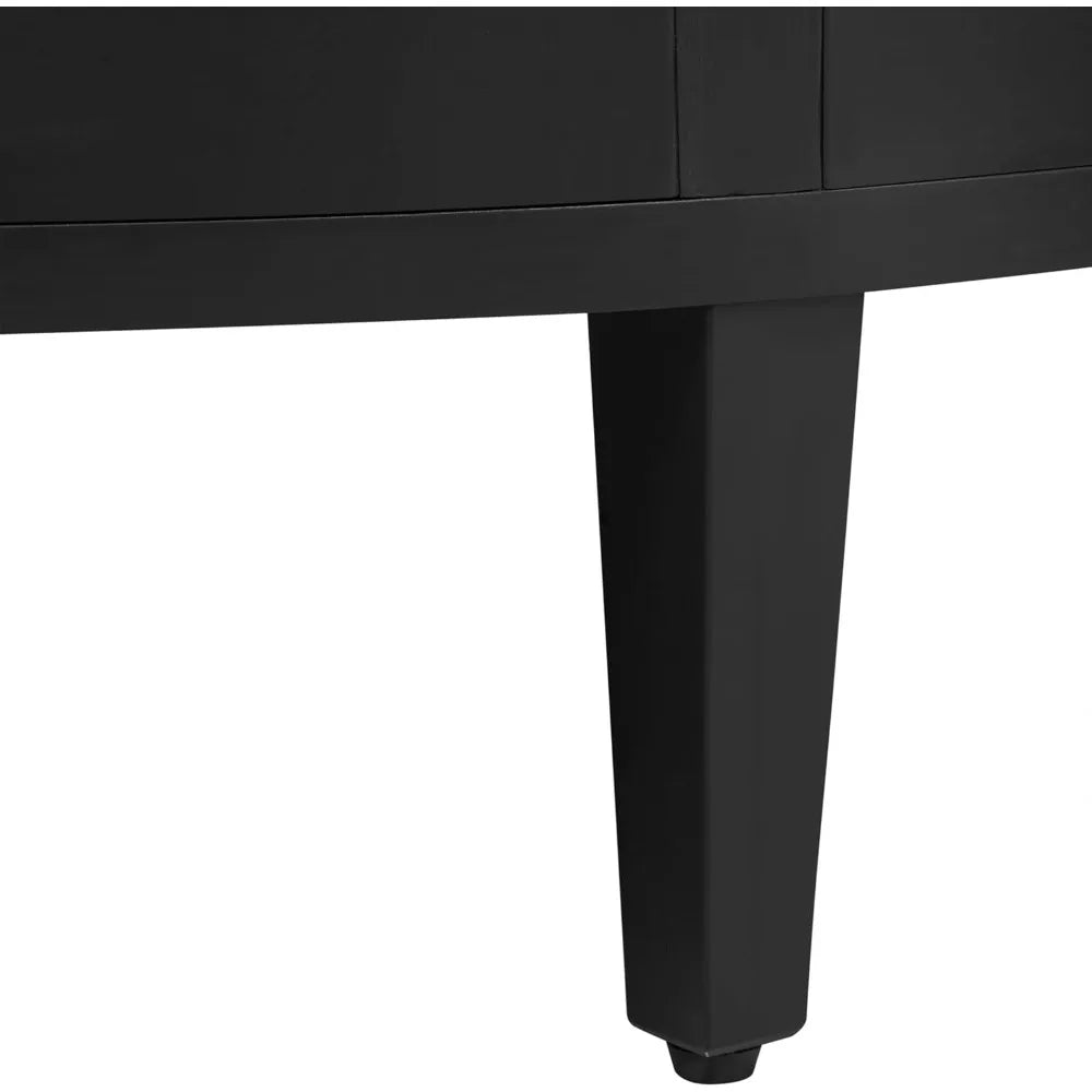 Curved Storage Cabinet 4 Doors 1 Drawer Wooden Sideboard Buffet Organizer