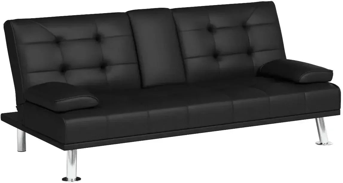 Modern Folding Futon Sofa Bed Convertible Recliner Lounge with Cup Holders