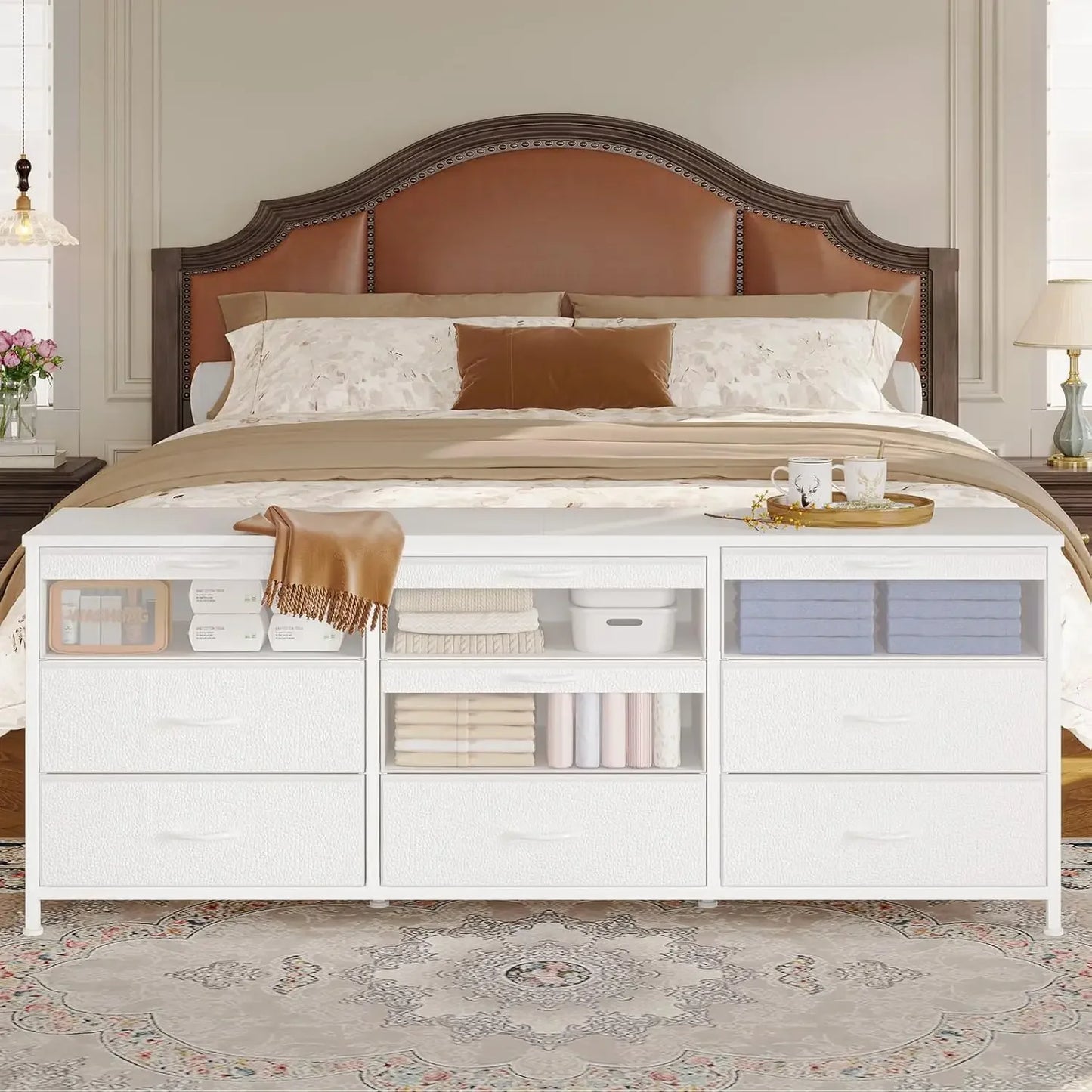 63 Inch Dresser Storage Organizer 9 Drawers Wide TV Stand Furniture