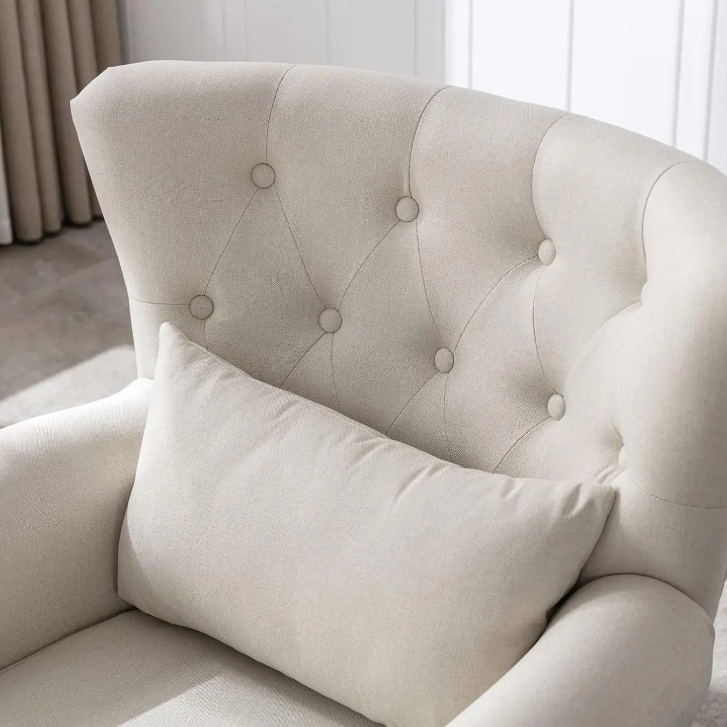 Mid Century Modern Accent Chair Upholstered Armchair with Ottoman
