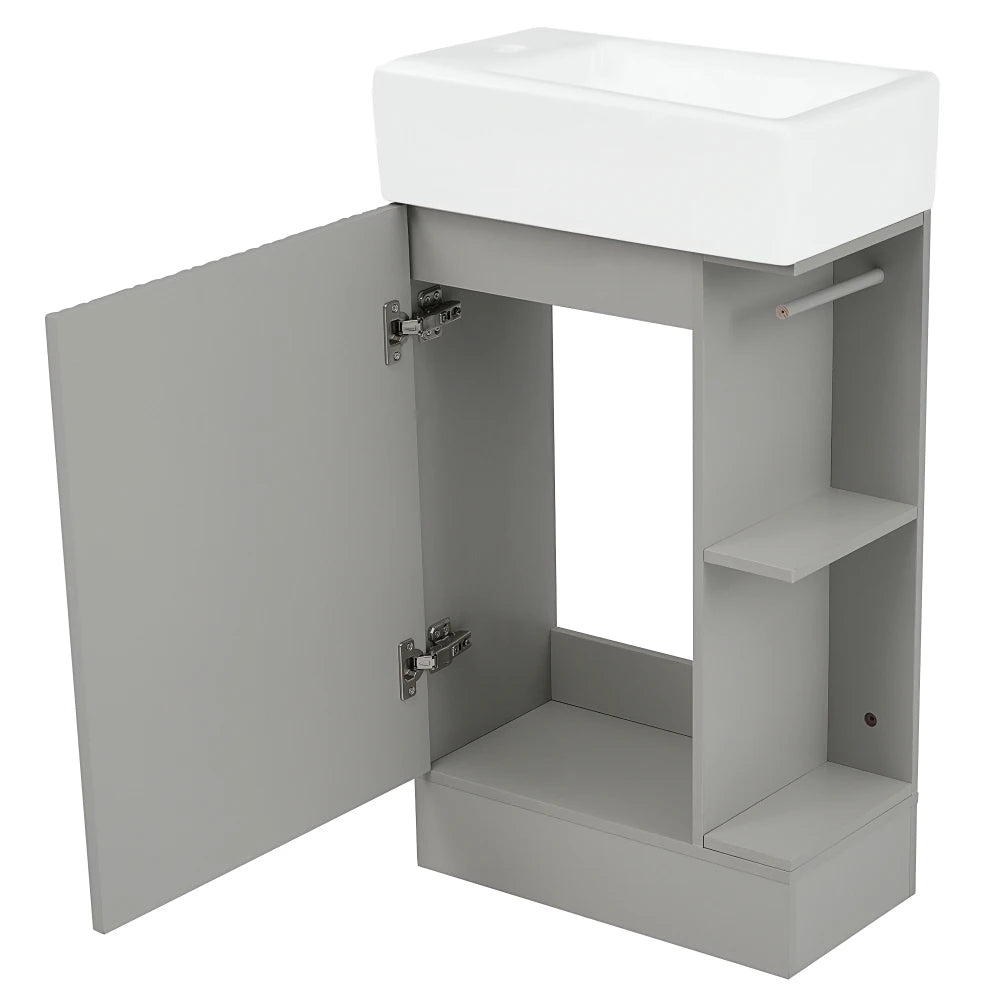 18.6 Inch Bathroom Vanity with Sink and Two-Tier Shelf Left Right Orientation