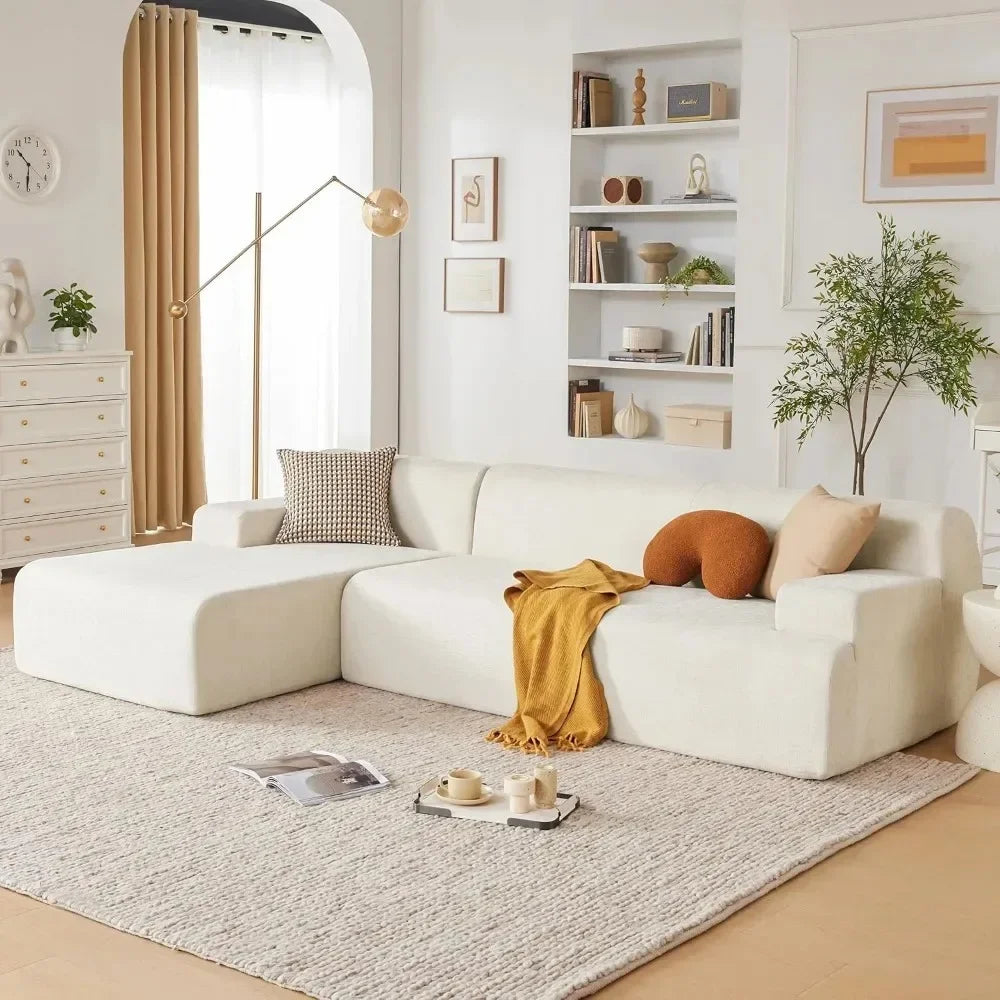 107” Chenille Modular Cloud Couch – L-Shaped Minimalist Sectional Sofa
