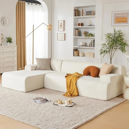 107” Chenille Modular Cloud Couch – L-Shaped Minimalist Sectional Sofa