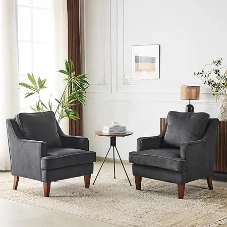 Mid Century Accent Chairs Set of 2 Upholstered Armchair Living Room