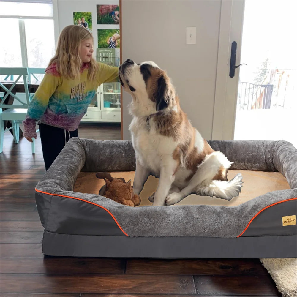 Jumbo Orthopedic Memory Foam Dog Bed Waterproof Removable Cover