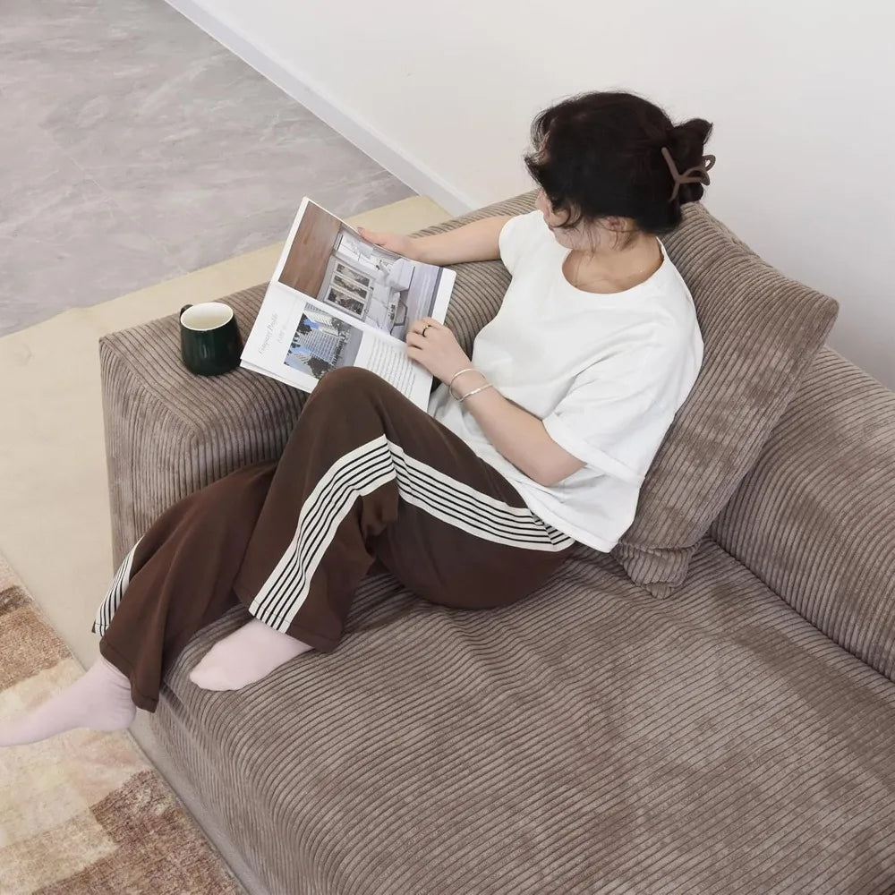 Ljustra Oversized Modular Sectional Deep 3-Seats Corduroy Sofa Chaise Ottomans Huge Convertible