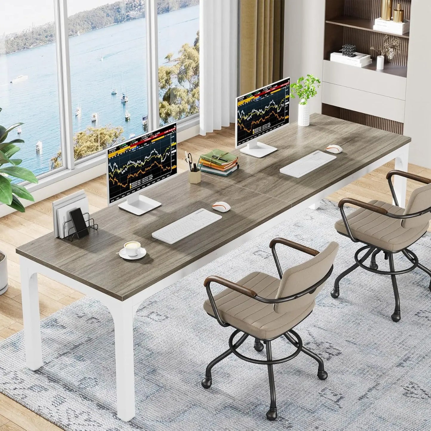 Extra Long Computer Desk 2 Person Home Office Workstation 78.7 Inches