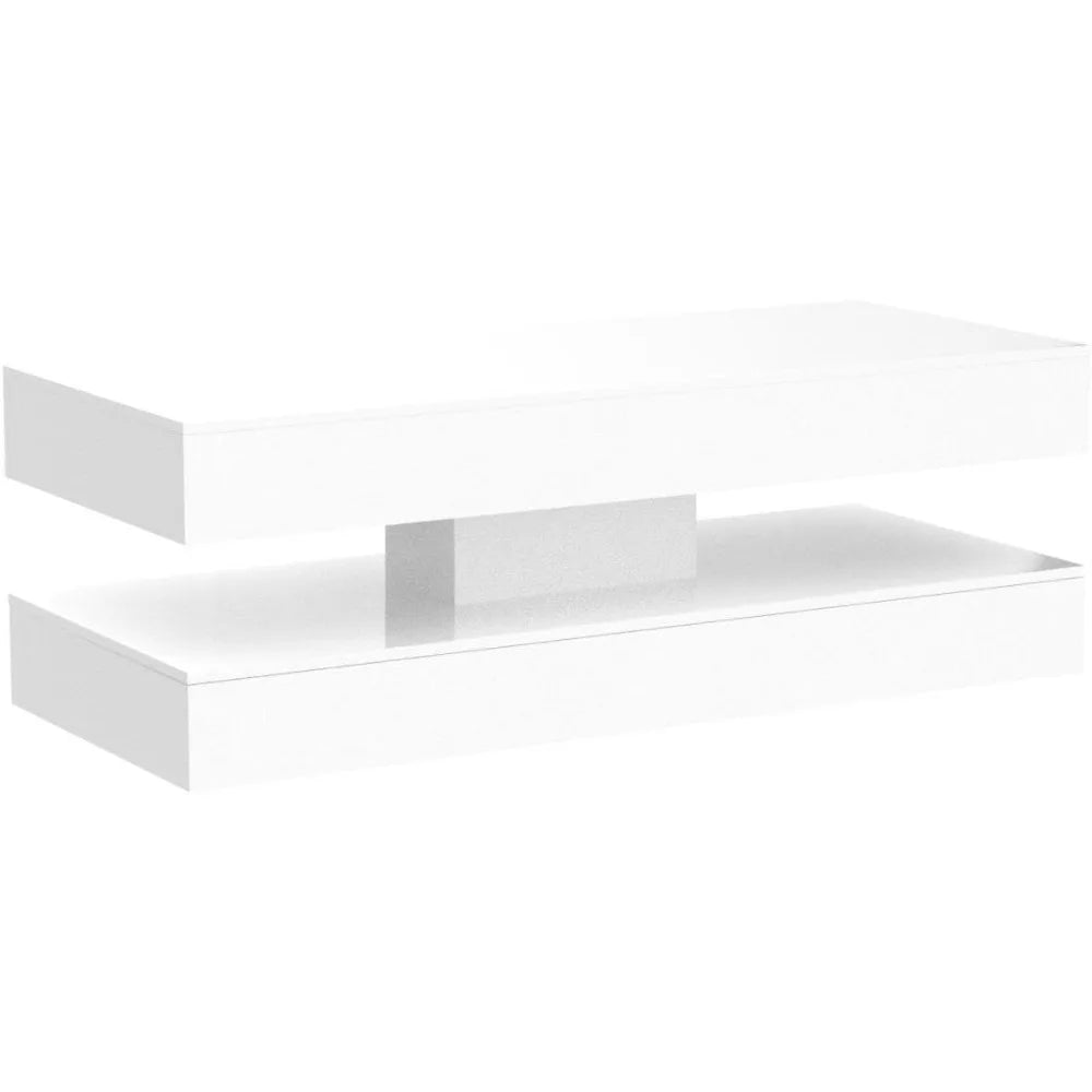 Modern High Gloss LED Coffee Table with Storage for Living Room