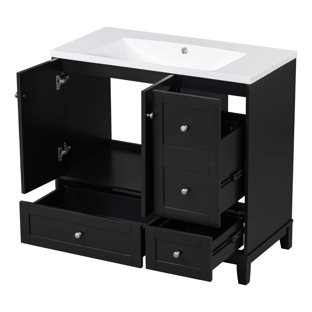 36 Inch Modern Bathroom Vanity with USB Charging and Ample Storage