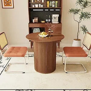 31.5" Round Dining Table Small Kitchen Table for 2-4 People Farmhouse